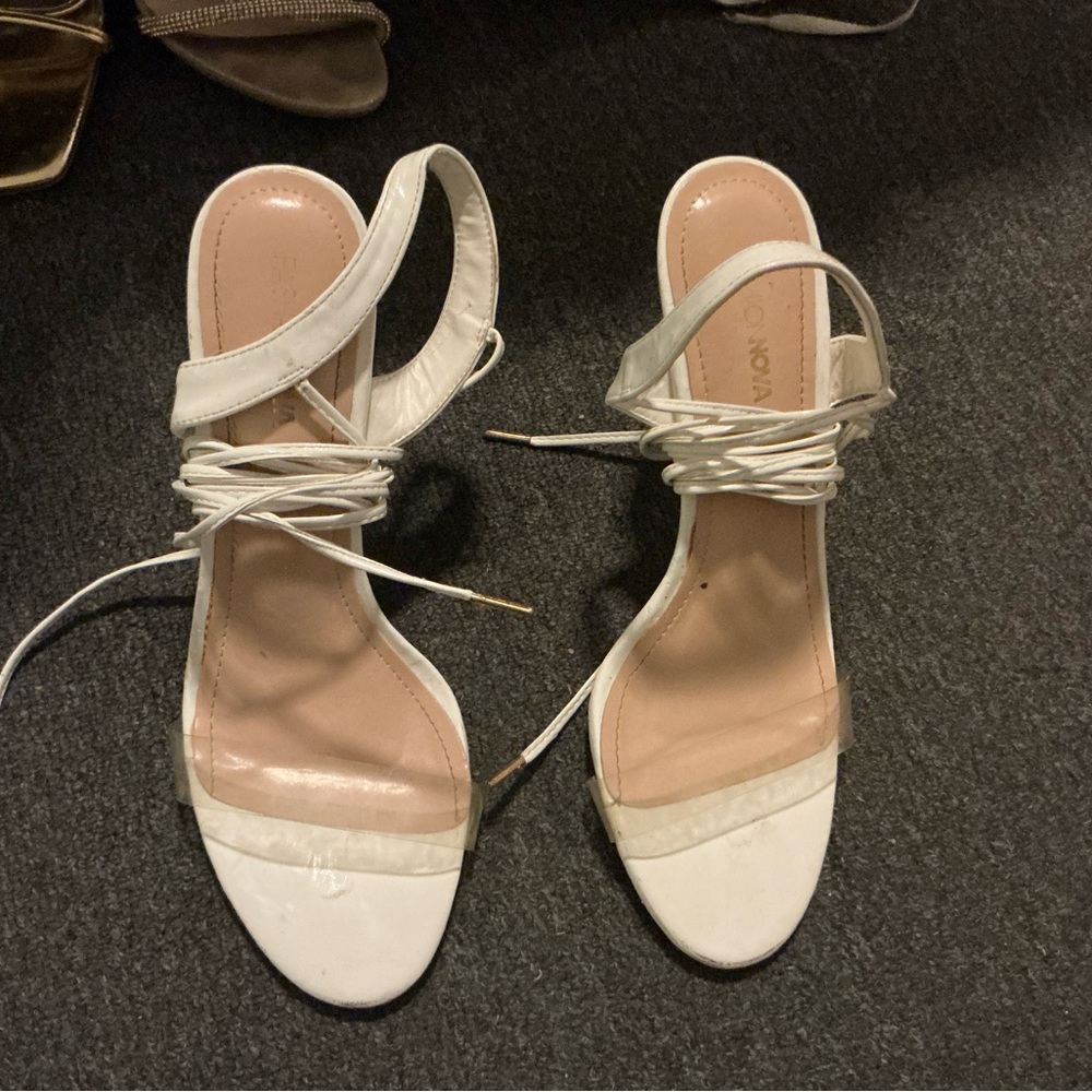 Fashion Nova white tie heels